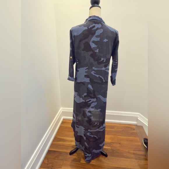 VENTI6 Blue and Black Long Sleeve Camouflage Dress with Sequin Pockets-BNWT - Picture 3 of 7
